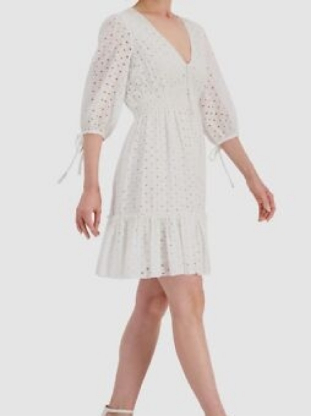 10 Taylor V-Neck Eyelet Smocked Waist Dress